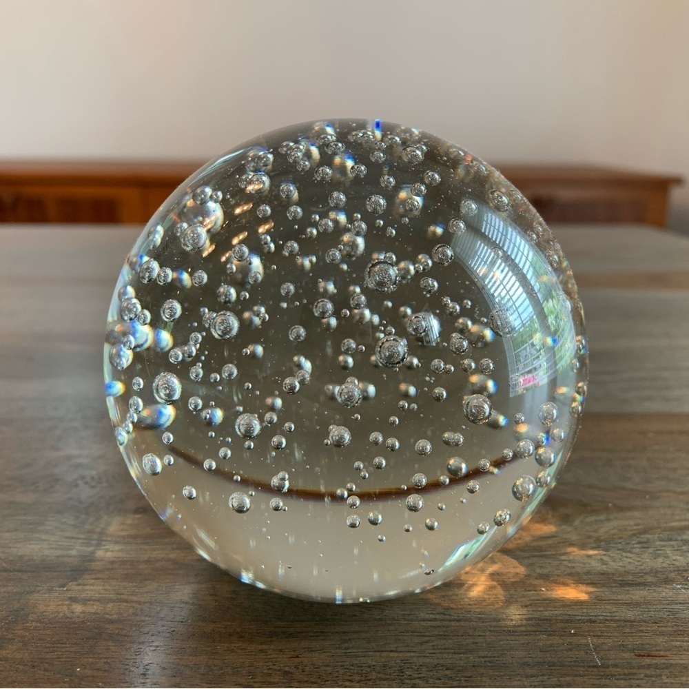 Controlled Bubble Paperweight Globe Clear Bullicante Vintage Heavy Collectible